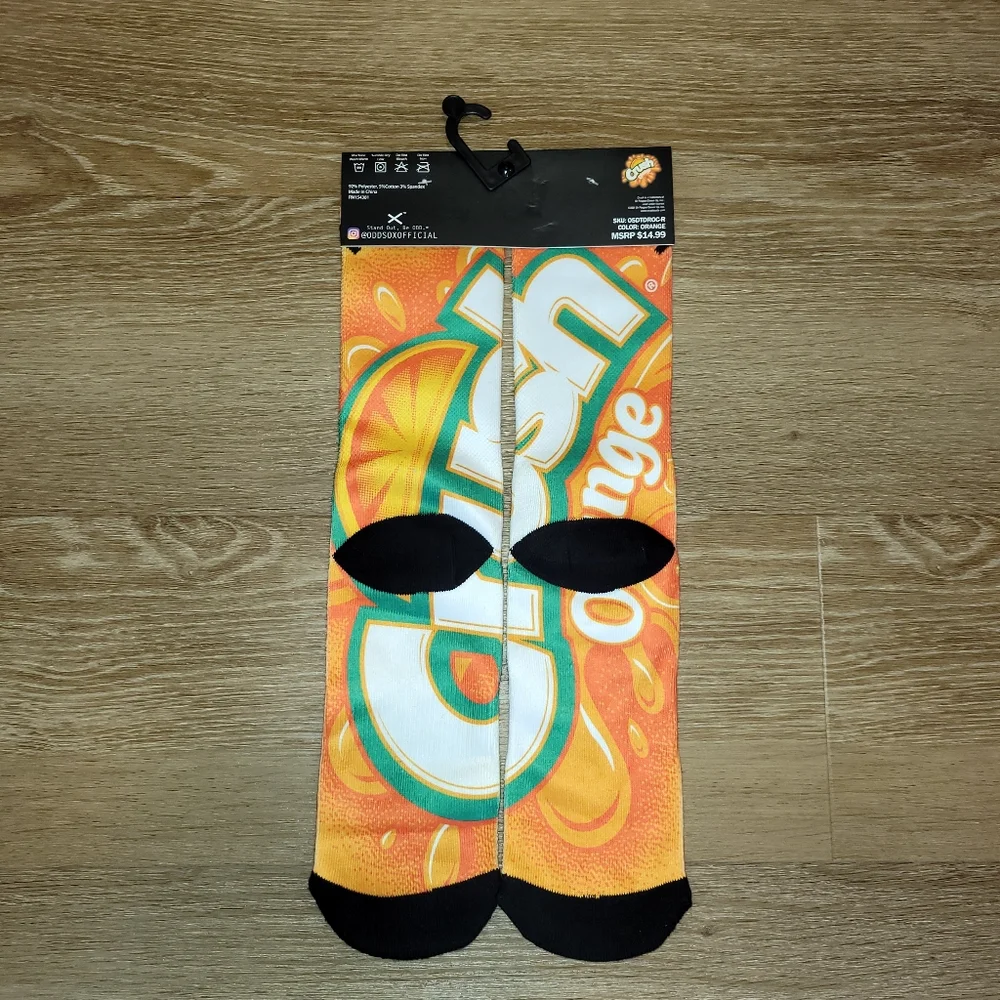 Odd Sox Orange Crush Soda Pop Adult Size 6-13 Crew Socks New
